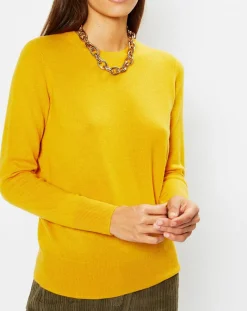 Galeries Lafayette Pull 100% Cachemire Zabri col rond jaune