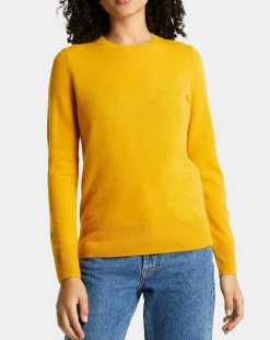 Galeries Lafayette Pull 100% Cachemire Zabri col rond jaune