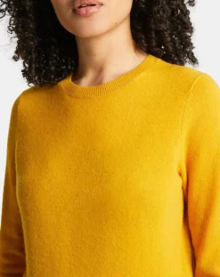 Galeries Lafayette Pull 100% Cachemire Zabri col rond jaune