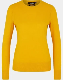 Galeries Lafayette Pull 100% Cachemire Zabri col rond jaune