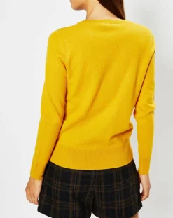 Outlet Galeries Lafayette Pull 100% Cachemire Zocon col V jaune