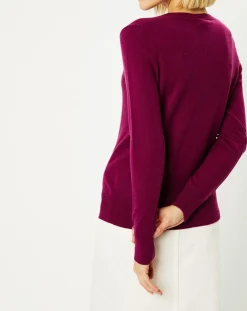 Femme Galeries Lafayette Pull 100% Cachemire Zocon col V violet