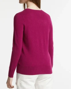 Femme Galeries Lafayette Pull 100% Cachemire Zocon col V violet