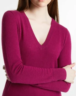 Femme Galeries Lafayette Pull 100% Cachemire Zocon col V violet