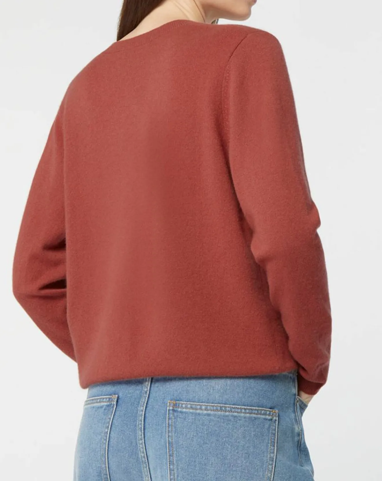 Outlet Galeries Lafayette Pull 100% Cachemire Zocon col V bois de rose