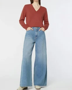 Outlet Galeries Lafayette Pull 100% Cachemire Zocon col V bois de rose