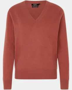 Outlet Galeries Lafayette Pull 100% Cachemire Zocon col V bois de rose