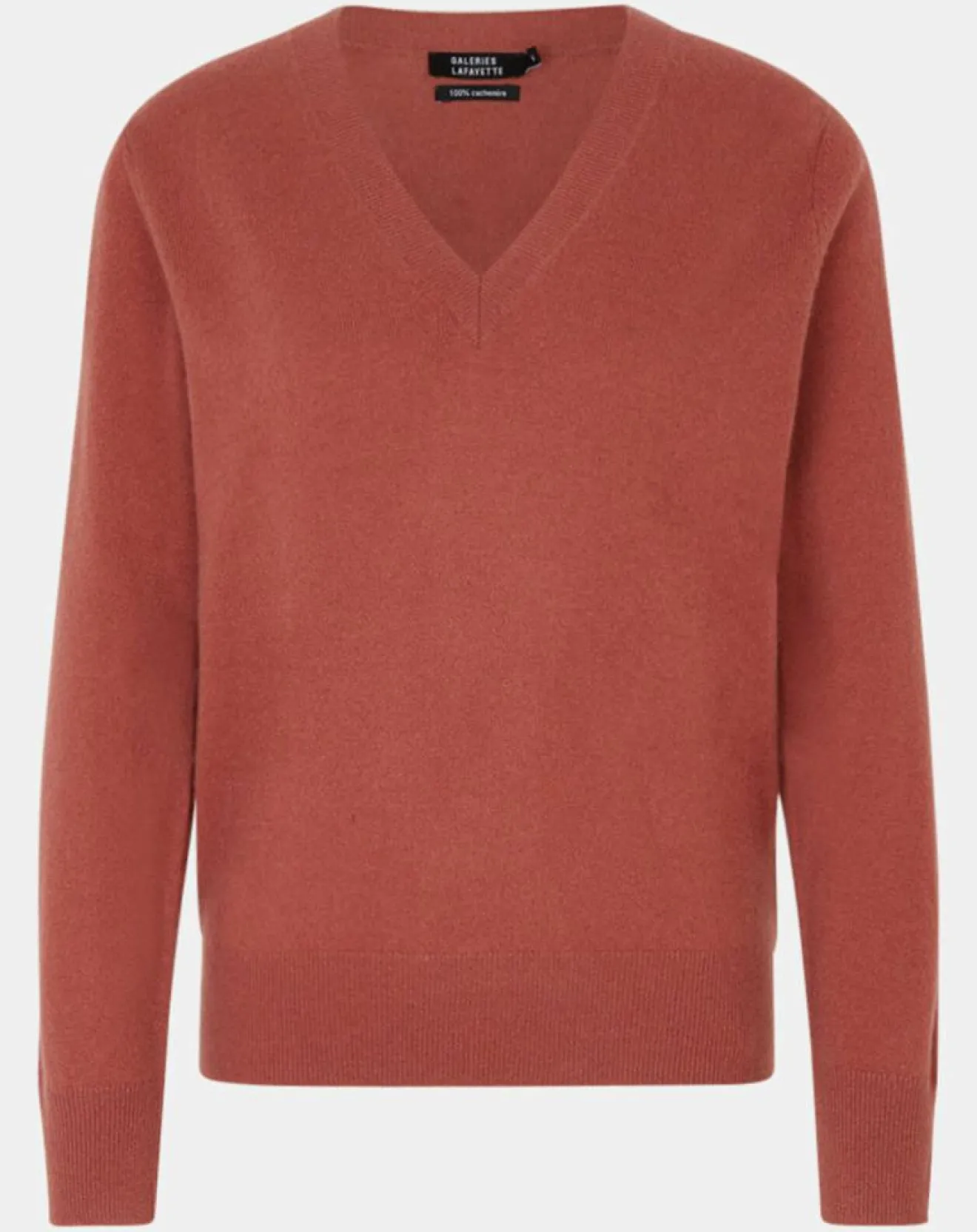 Outlet Galeries Lafayette Pull 100% Cachemire Zocon col V bois de rose