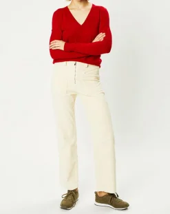 Galeries Lafayette Pull 100% Cachemire Zocon col V rouge