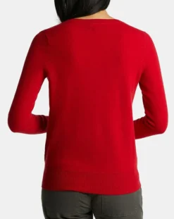 Galeries Lafayette Pull 100% Cachemire Zocon col V rouge