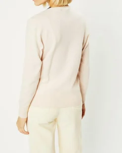 Discount Galeries Lafayette Pull 100% Cachemire Zocon col V beige rosé