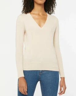 Discount Galeries Lafayette Pull 100% Cachemire Zocon col V beige rosé