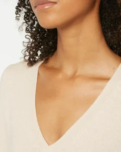 Discount Galeries Lafayette Pull 100% Cachemire Zocon col V beige rosé