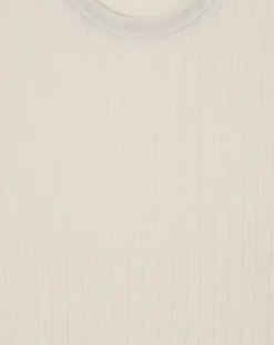 Discount Hackett London Pull 100% Laine d'agneau col rond Cable écru