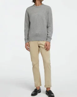 Outlet Hackett London Pull 100% Laine d'agneau col rond gris moyen