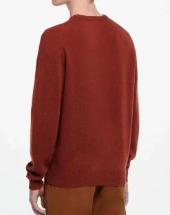 Homme Hackett London Pull 100% Laine d'agneau col rond orange moyen