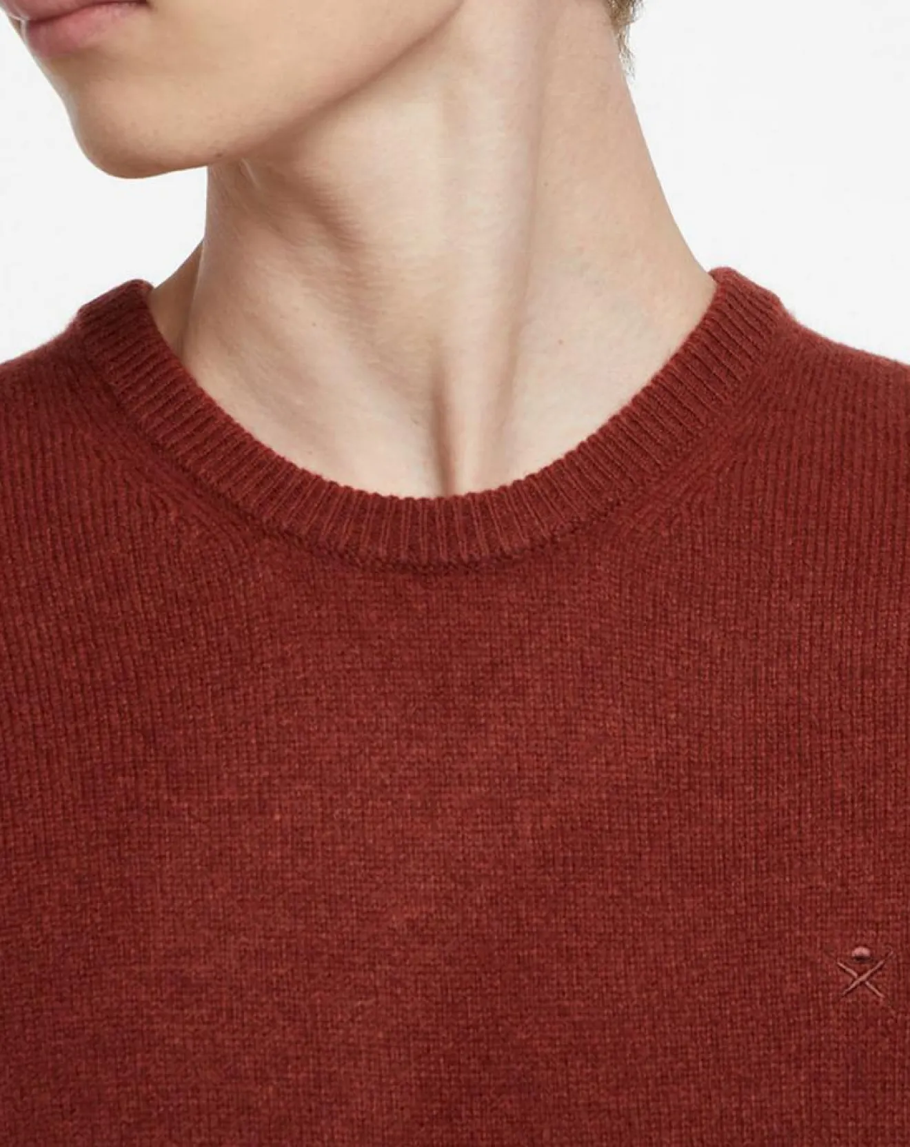 Homme Hackett London Pull 100% Laine d'agneau col rond orange moyen