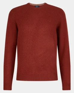 Homme Hackett London Pull 100% Laine d'agneau col rond orange moyen