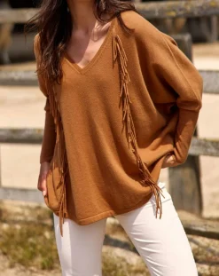 Femme Lauren Vidal Pull 100% Laine Naomi cannelle