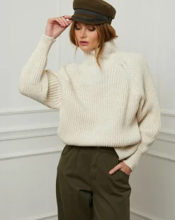 Femme Fleur de cachemire Pull 100% Laine Noa beige