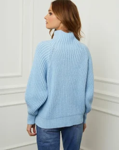 Femme Fleur de cachemire Pull 100% Laine Noa ciel