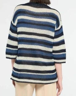 Femme MaxMara Weekend Pull 100% Lin Gentile bleu/multicolore