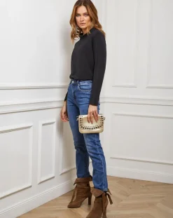 Femme Fleur de cachemire Pull Abby noir