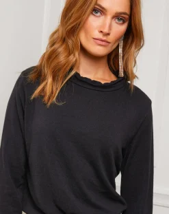 Femme Fleur de cachemire Pull Abby noir