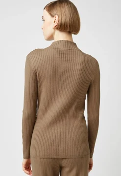 Femme Rodier Pull, Abelle col montant ouvertures marron camel