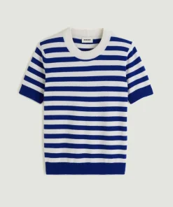 Femme Rodier Pull Adlyne manches courtes rayé blanc