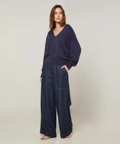 Clearance Rodier Pull Aimée en Laine mélangée bleu denim