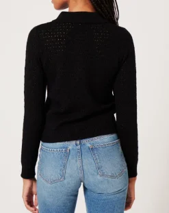 Femme Manoush Pull ajouré Pointelle noir