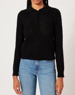 Femme Manoush Pull ajouré Pointelle noir