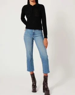 Femme Manoush Pull ajouré Pointelle noir