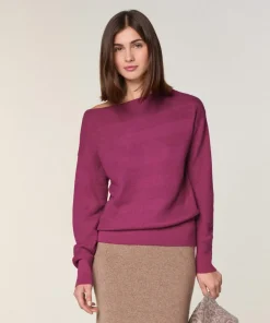 Femme Rodier Pull Alanis 100% laine jacquard rose fuchsia