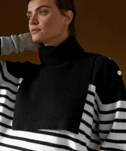 Femme Rodier Pull Albane, mariniere, boutons noir