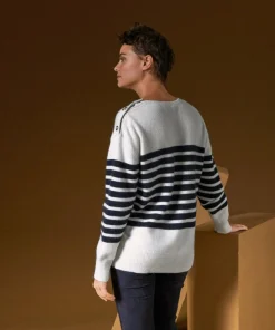 Femme Rodier Pull Albane, mariniere, boutons blanc