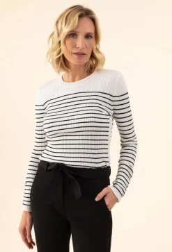 Femme Bleu Blanc Rouge Pull Alhambra noir