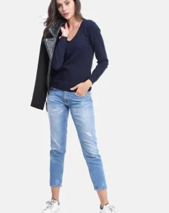 Femme Assuili Pull Alice bleu nuit