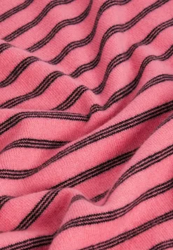 Rodier Pull Aliénor 100% Cachemire col rond, rayé orange corail