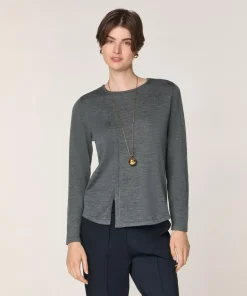 Rodier Pull Asuncion 100% laine col rond gris plomb