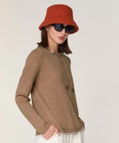 Best Rodier Pull Audrey 100% Laine Col Satin beige ficelle