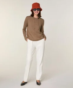 Best Rodier Pull Audrey 100% Laine Col Satin beige ficelle