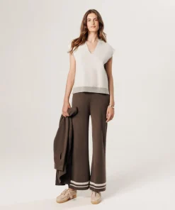 Rodier Pull Aurély manches courtes col V blanc écru