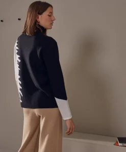 Sale Rodier Pull Azalée, jacquard, col roulé noir