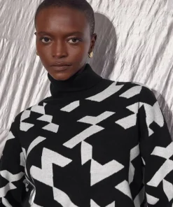 Femme Rodier Pull Azalée, jacquard, col roulé noir