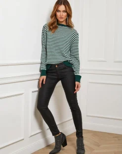 Sale Fleur de cachemire Pull Benedicte vert/ecru