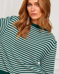 Sale Fleur de cachemire Pull Benedicte vert/ecru