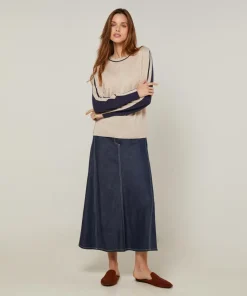 New Rodier Pull Bernadette en Laine mélangée beige/marine