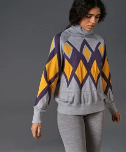 Femme Rodier Pull Bethsabée 100% laine col roulé jacquard gris souris